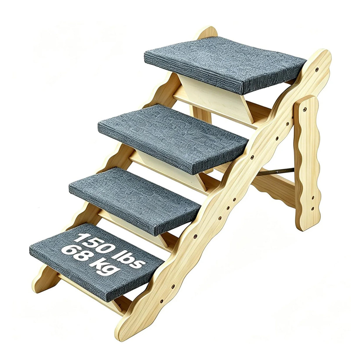 DishyKooker Wooden Pet Stairs Folding Dog Ramp Non Slip Base