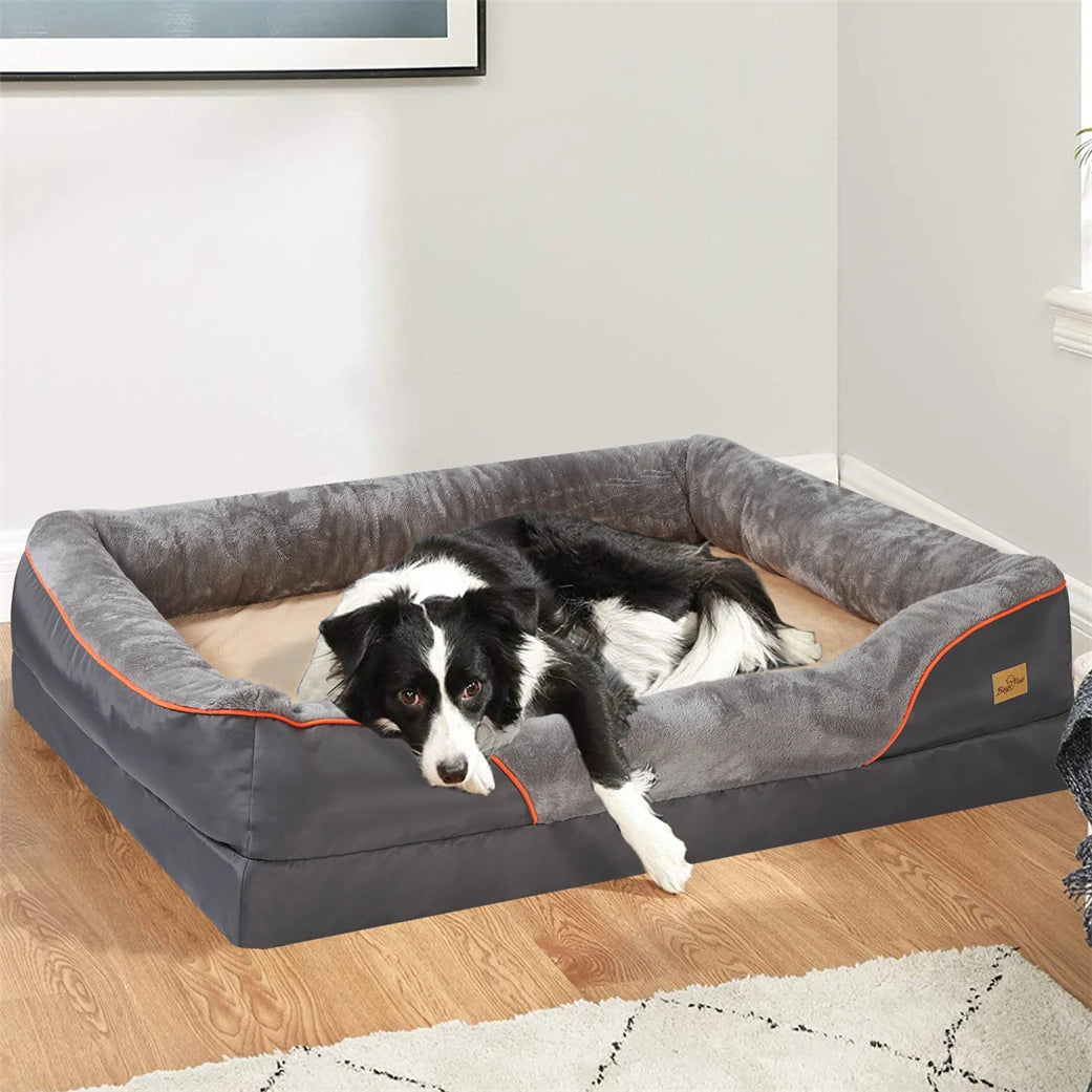 BORWART Orthopedic Memory Foam Dog Bed With Removable Cover