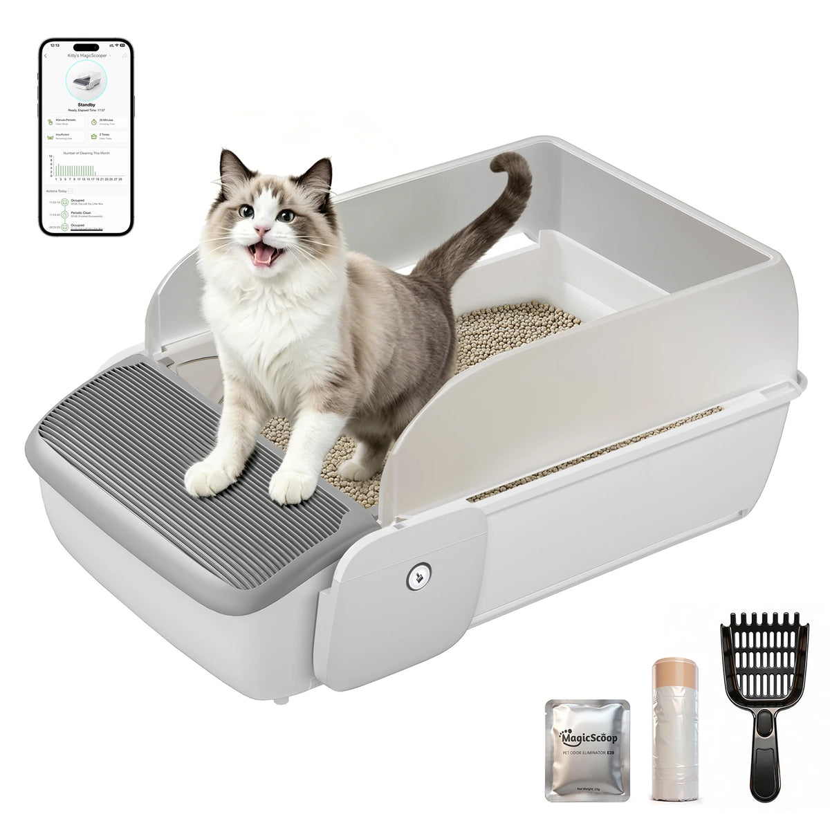 APP Automatic Cat Litter Box Self-cleaning Open Top Smart Cat Litter Box Cat Toilet for Cat Products Cat Litter Tray