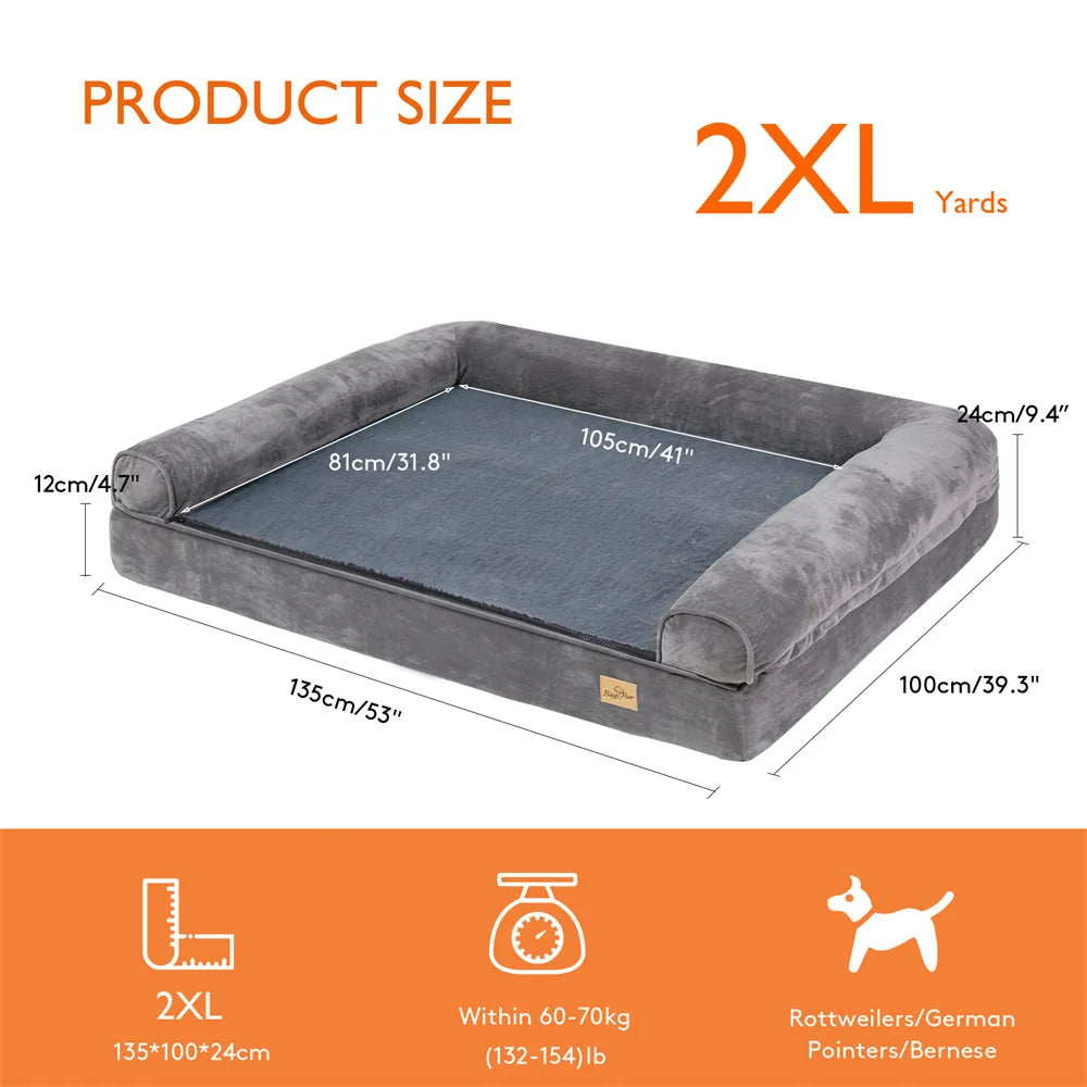 BORWART Orthopedic Memory Foam Calming Dog Sofa Bed Removable Cover