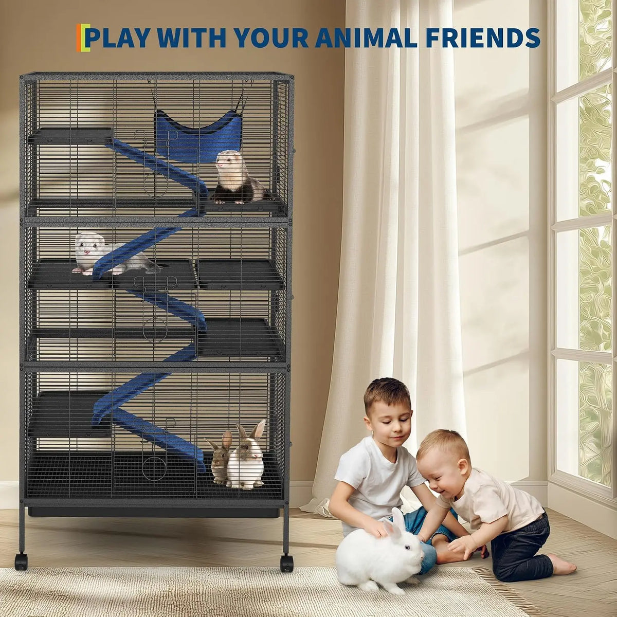 TWISTER.CK Multi Level Metal Small Animal Cage With Hammock