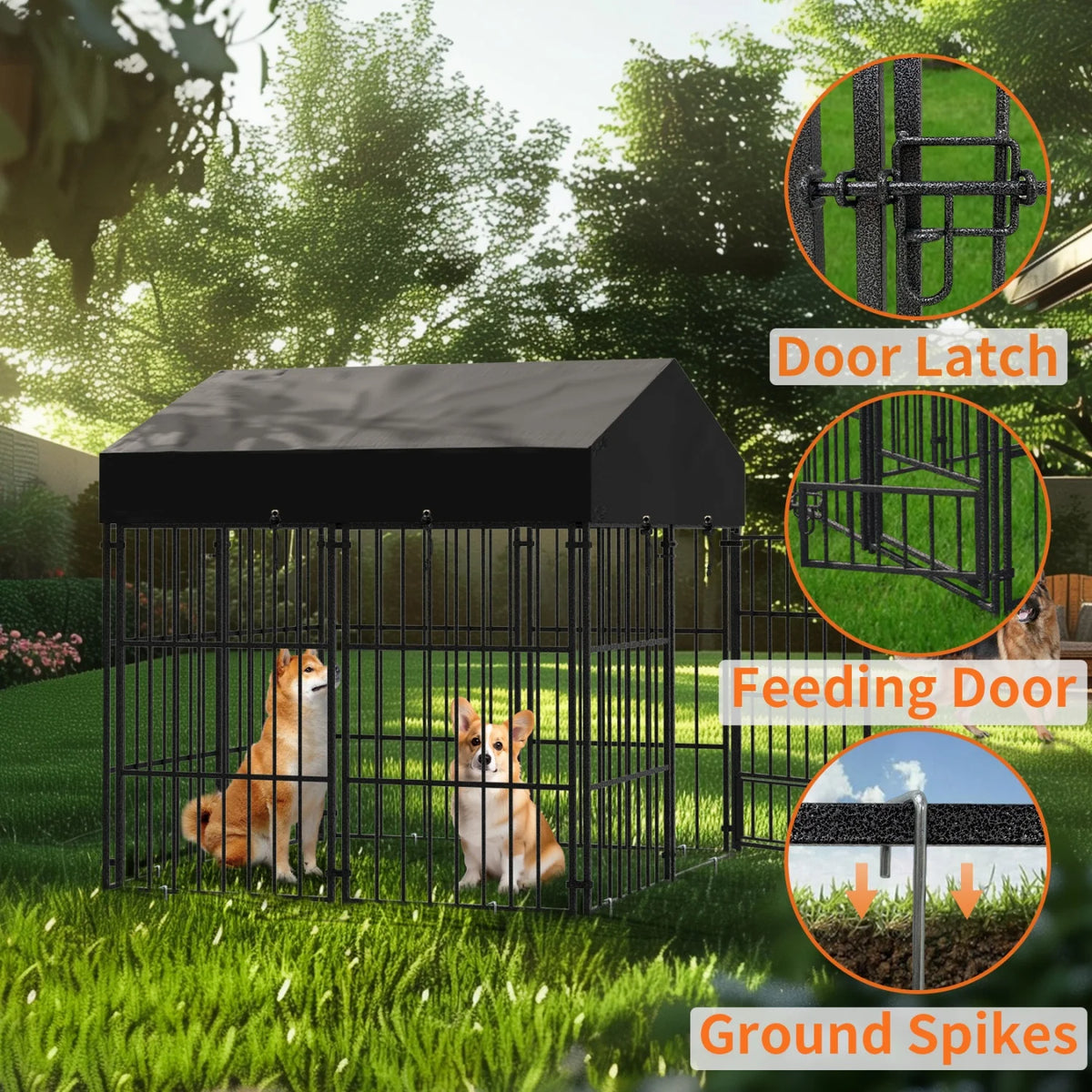 Outdoor Heavy Duty Metal Dog Kennel And Secure Animal Enclosure