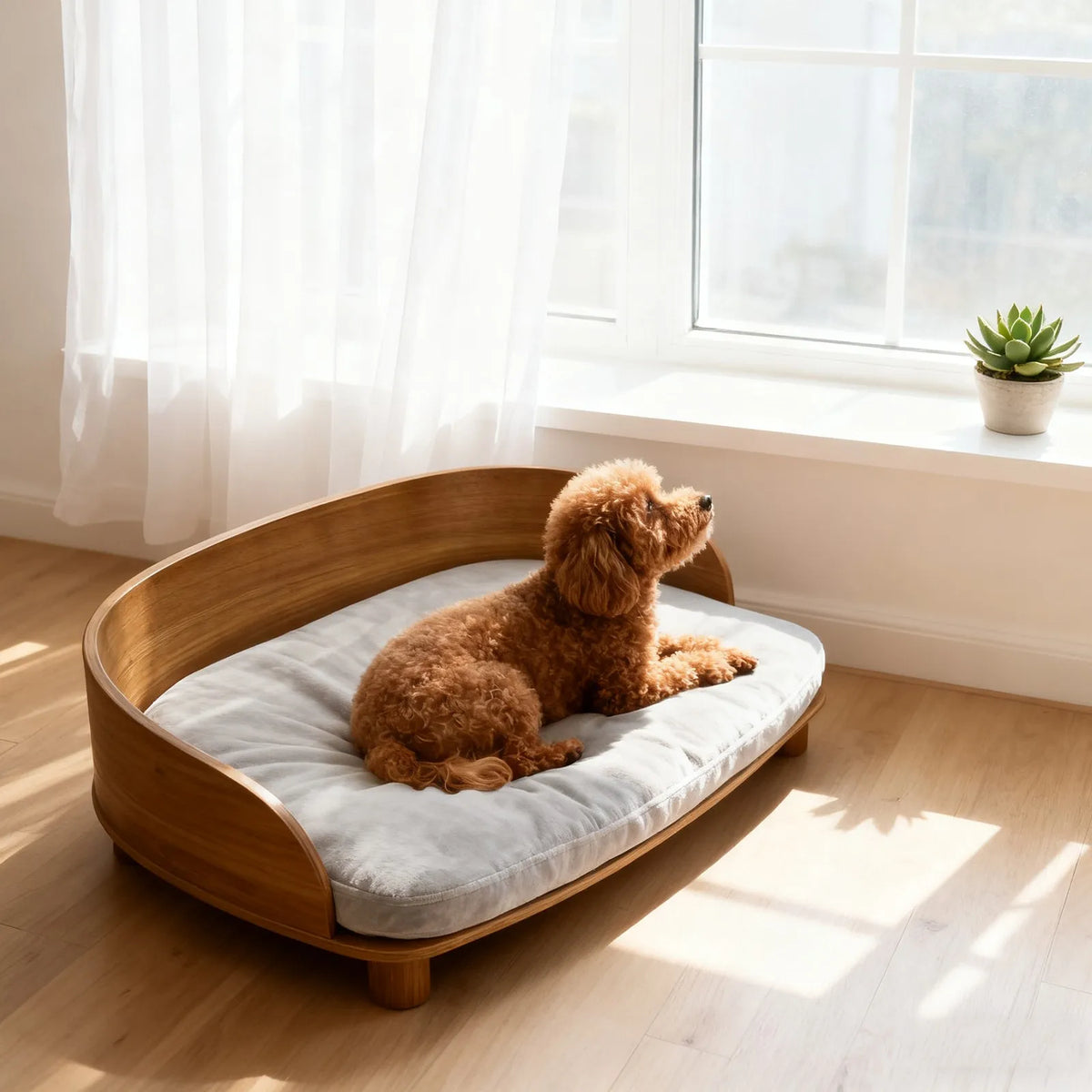 Borwart Elevated Pet Sofa With Eucalyptus Wood Cushion For Dogs