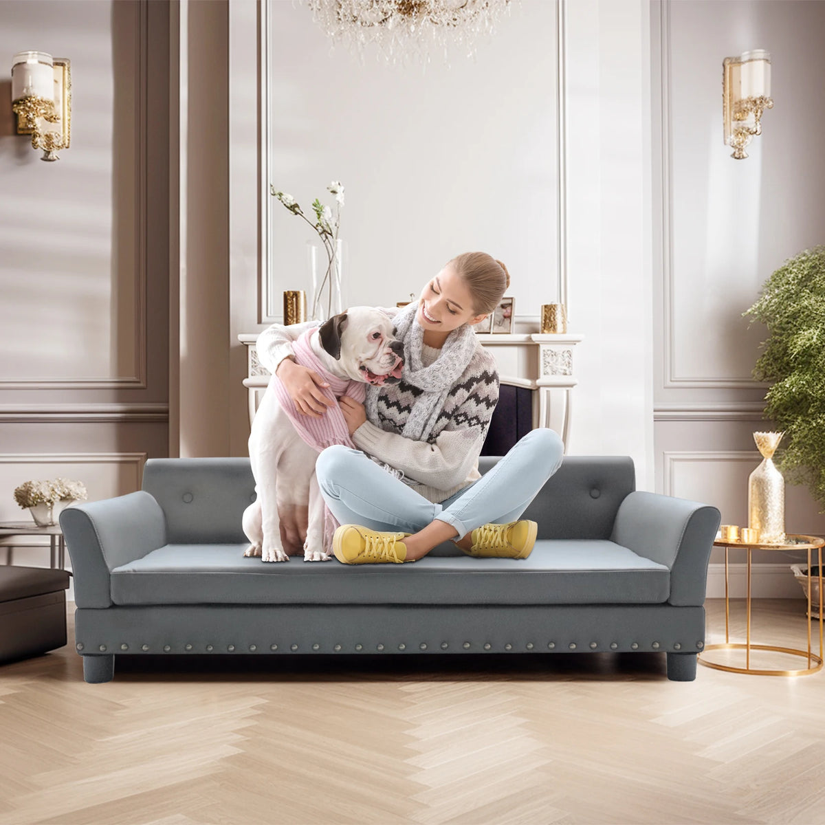 BORWART Raised Dog Sofa Bed With Removable Cover For Pets
