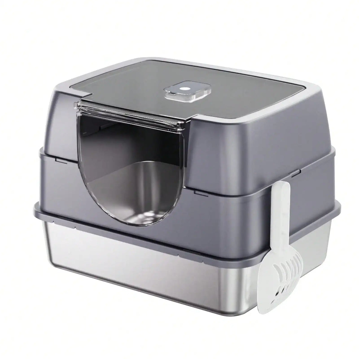Stainless Steel Enclosed Cat Litter Box With Lid And Mat