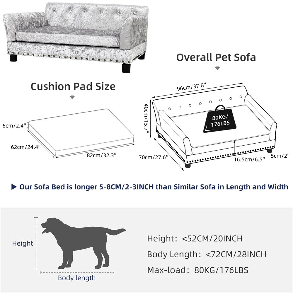 BORWART Raised Dog Sofa Bed With Removable Cover For Pets