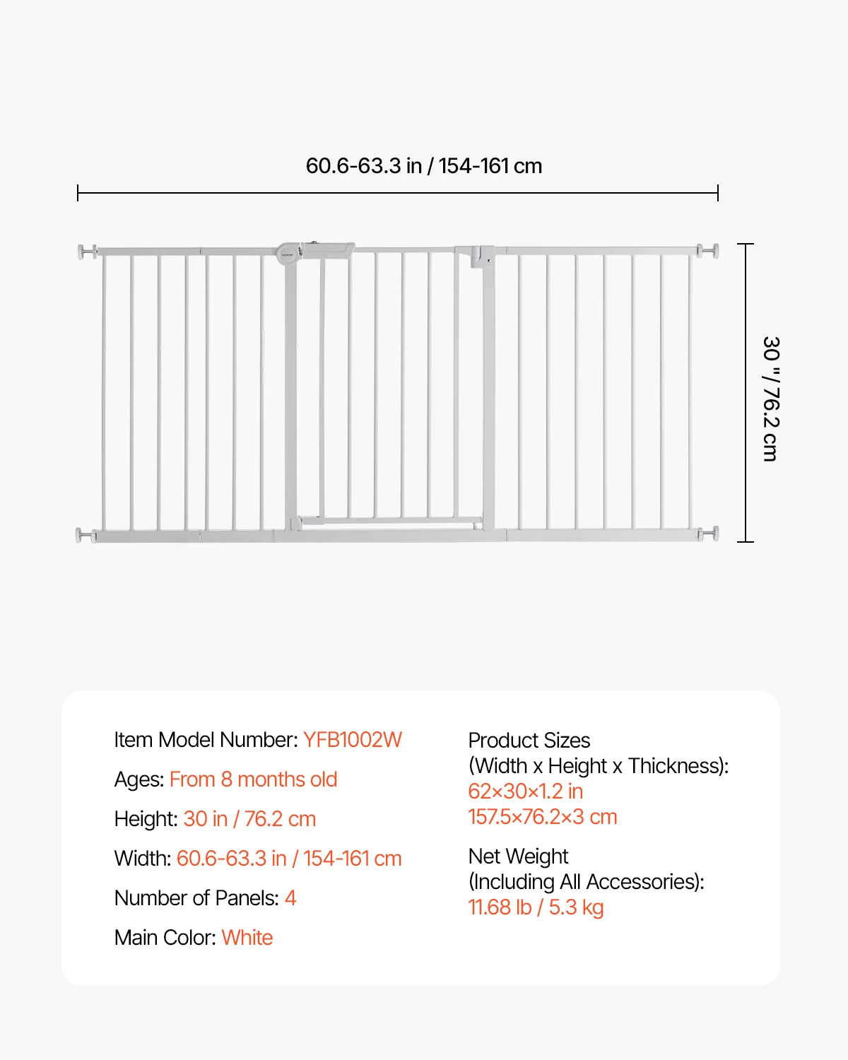 SucceBuy Pressure Mounted Walk Through Baby Pet Security Gate