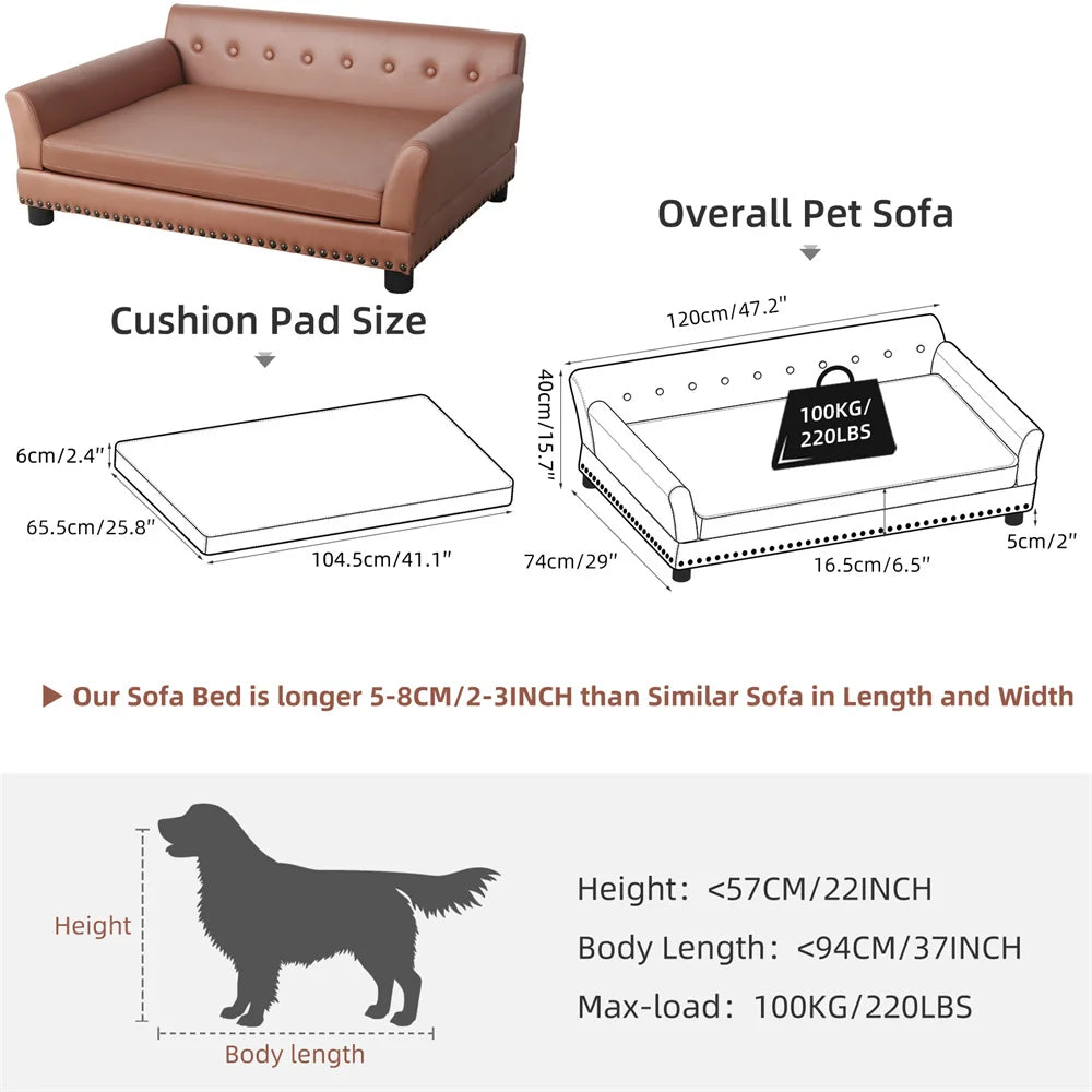 BORWART Raised Dog Sofa Bed With Removable Cover For Pets