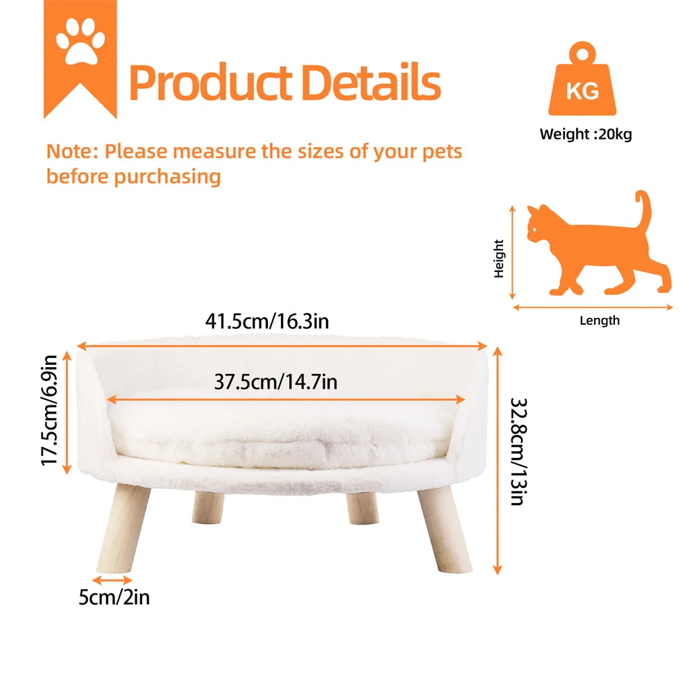 BORWART Elevated Pet Sofa Bed With Removable Waterproof Cushion