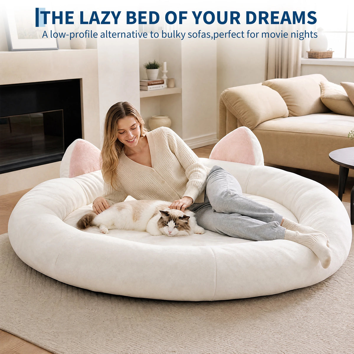 9.8" Round Dog Bed XXL Extra Large Thick Pet Couch Memory Foam Pet Couch for Large & Senior Dogs Supportive Bolster Design Brown Grey