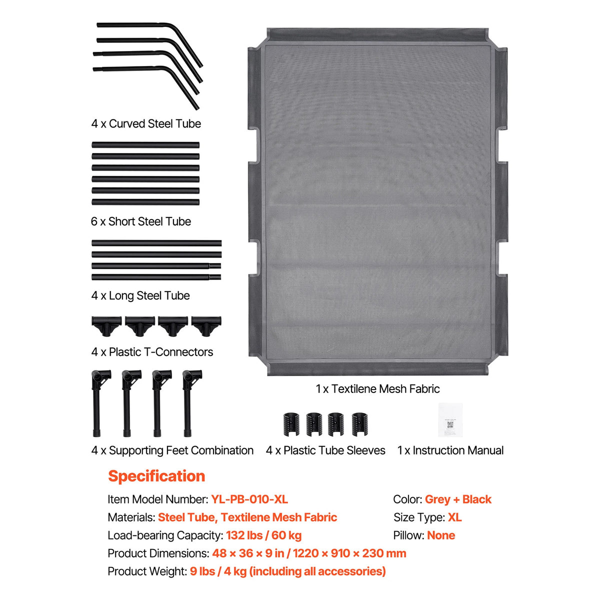 SucceBuy Elevated Dog Bed Portable Breathable Raised Pet Cot