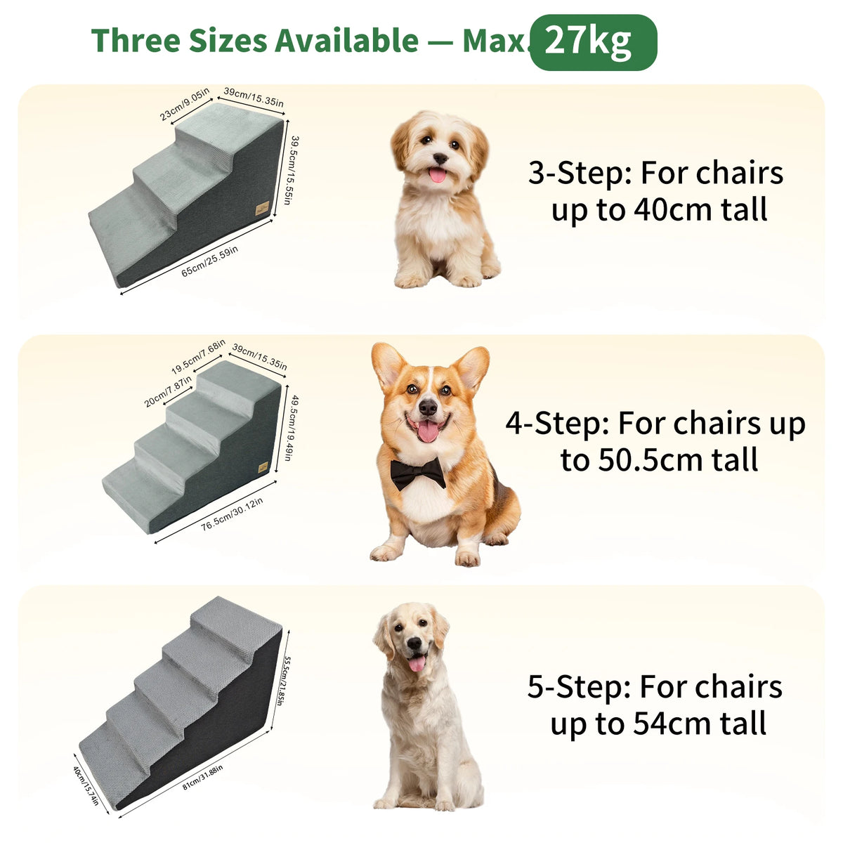 Premium High Density Foam Dog Step Ramp With Washable Cover
