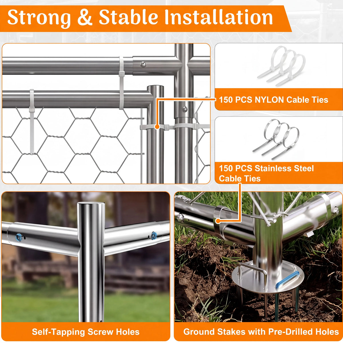 Heavy Duty Outdoor Dog Kennel With Waterproof UV Resistant Roof