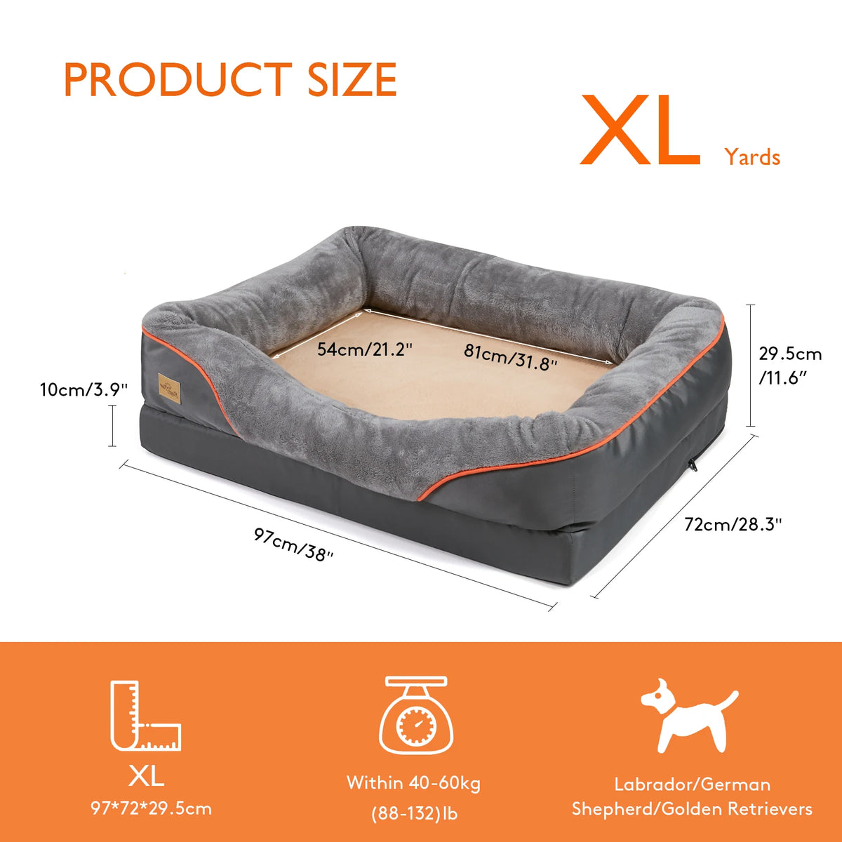 BORWART Orthopedic Memory Foam Dog Bed With Removable Cover
