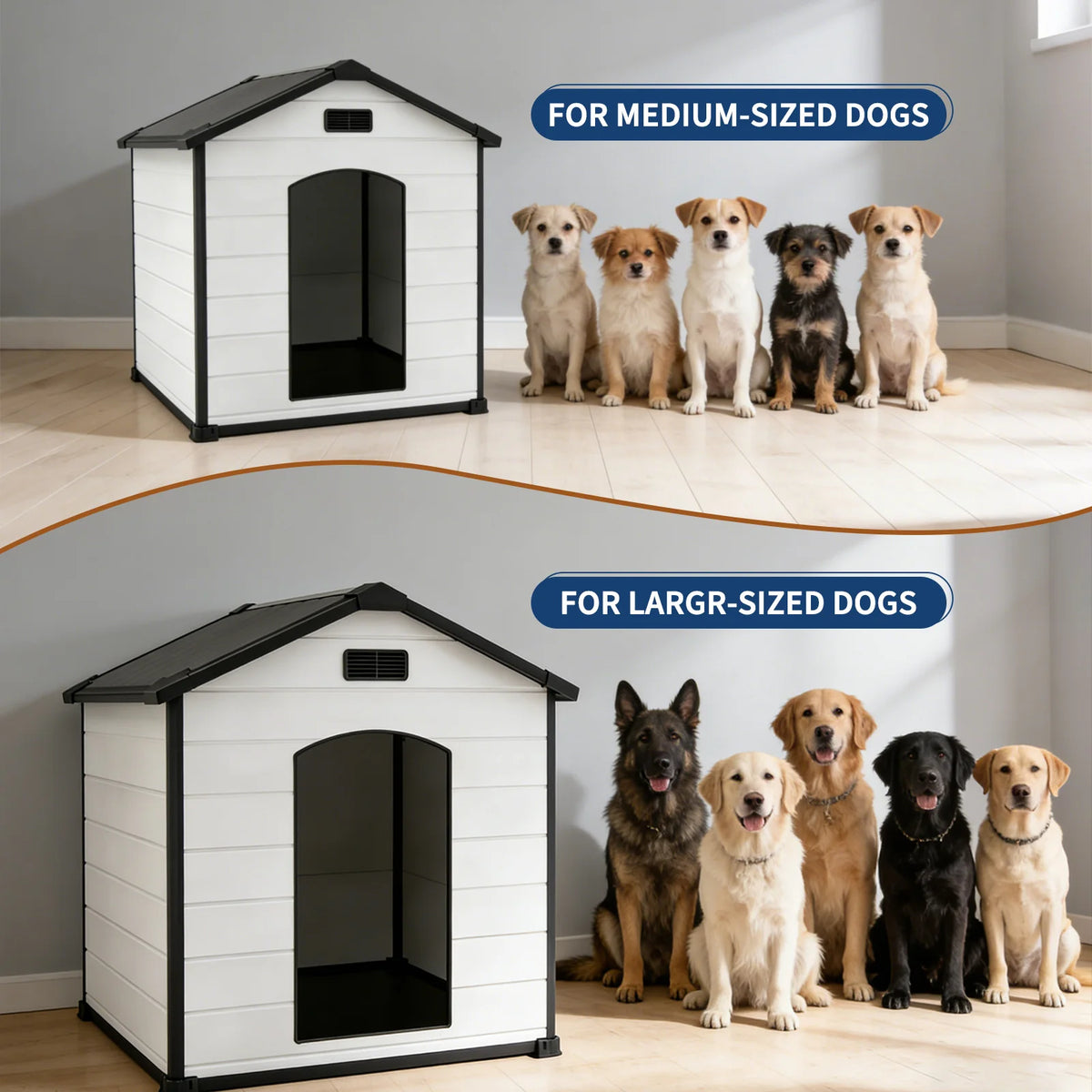 Waterproof Plastic Dog House With Removable Roof And Ventilation