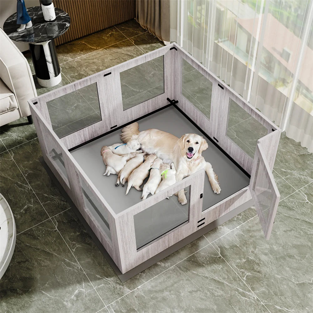 Borwart Heavy Duty Dog Whelping Box With Tempered Glass
