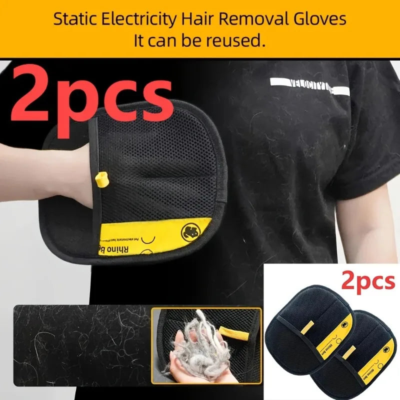 Two Pack Double Sided Pet Grooming Gloves Absorb Cleaning Mitt