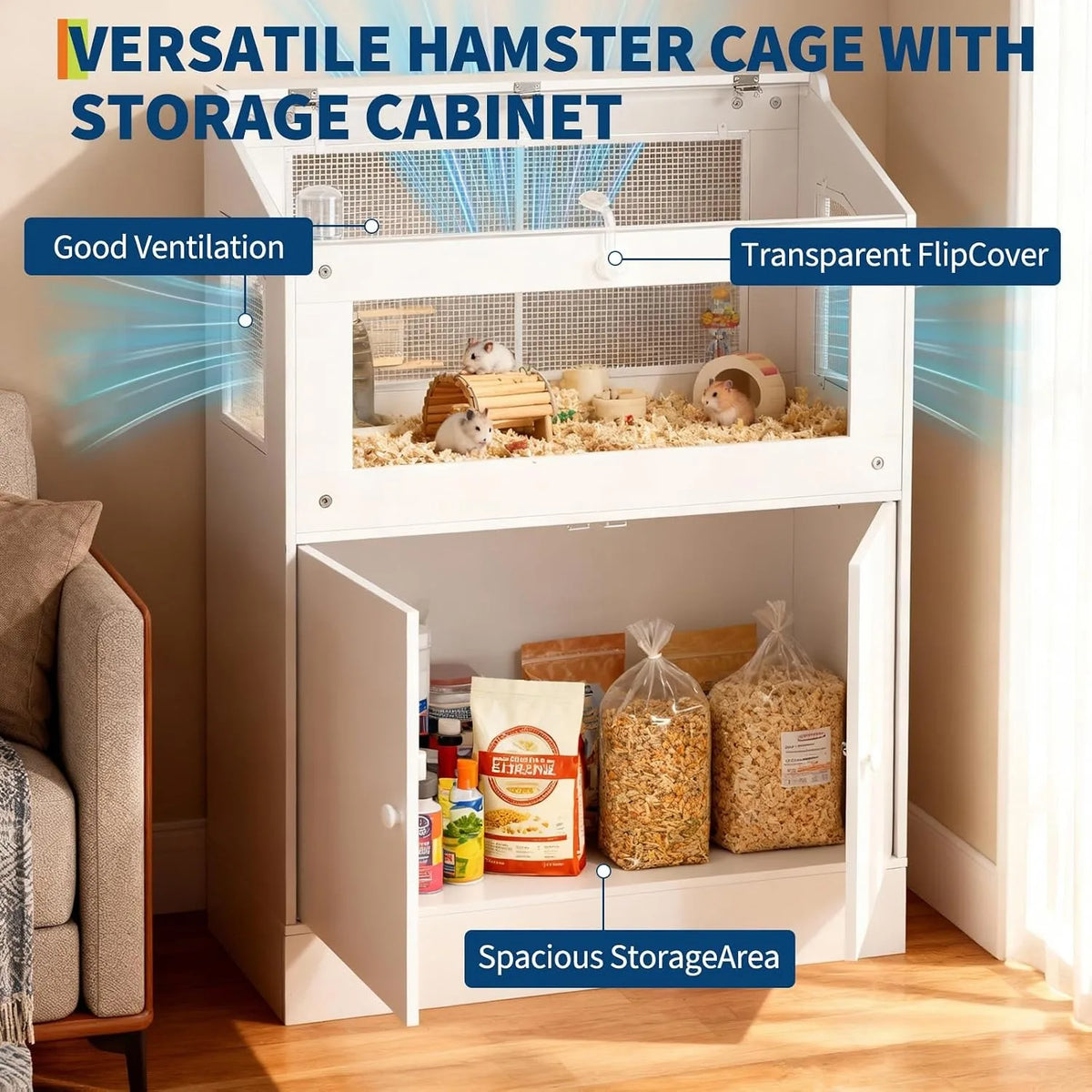 Hamster Habitat With Storage Cabinet And Clear Acrylic Panels