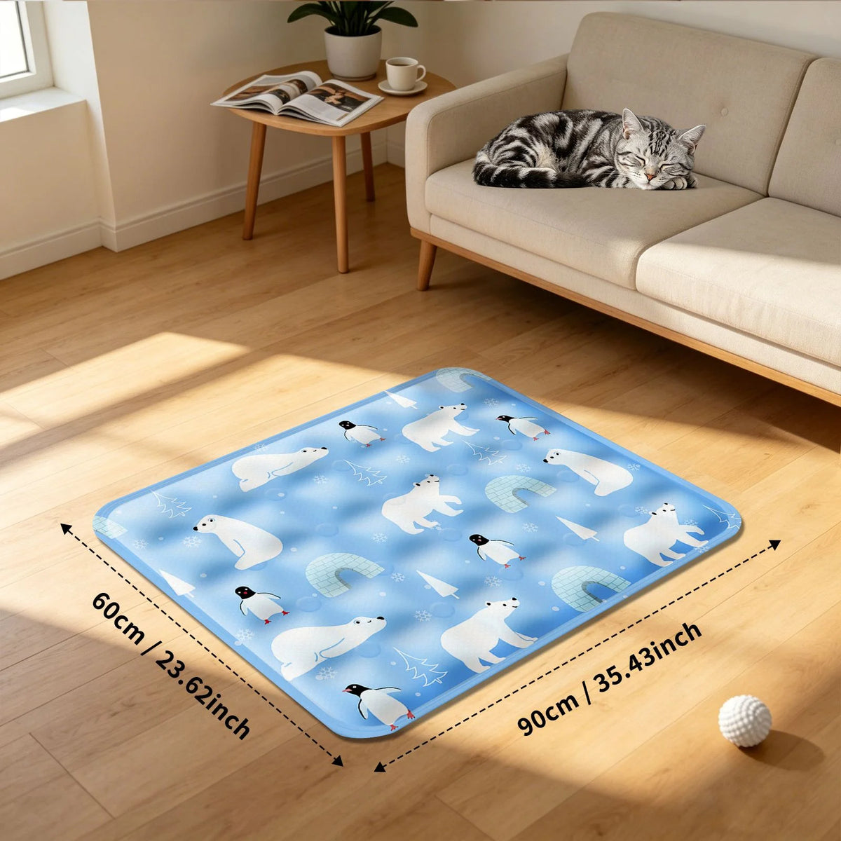 90×60cm Pet Cooling Mat, keeps pets away from hot in summer,washable & portable for dogs and cats