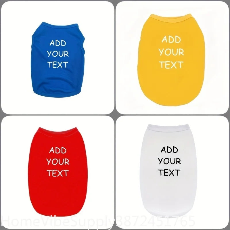 Custom Personalized Text Pet Tank Top Sleeveless Vest Lightweight Dog Cat T-Shirt Clothes For Small Medium Pets Supply