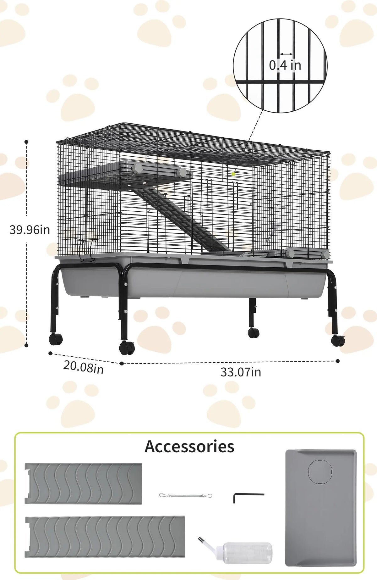 HiMISS Small Animal Cage With Stand And Removable Tray