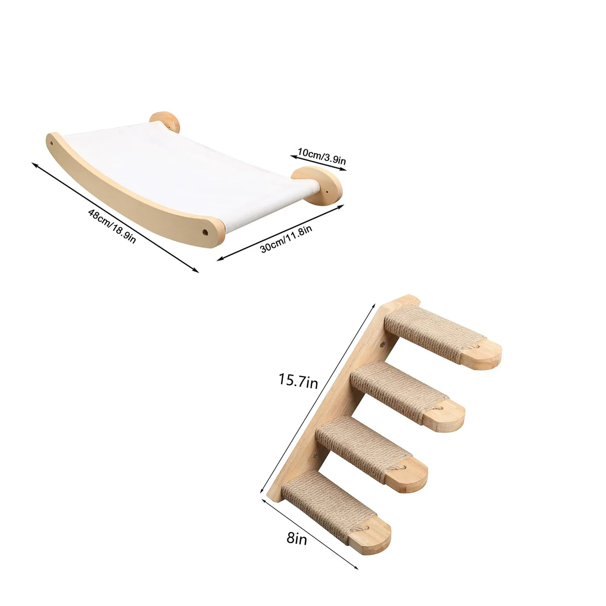 CWV Wall Mounted Cat Climbing Shelf And Sisal Scratching Hammock