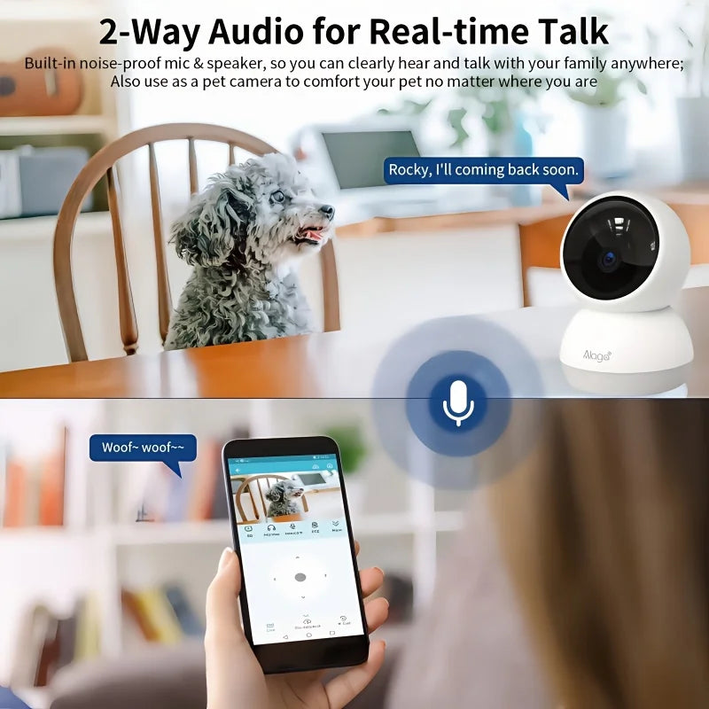 ALAGA Pet Camera App 360PanTilt 2-Way Audio Night Vision