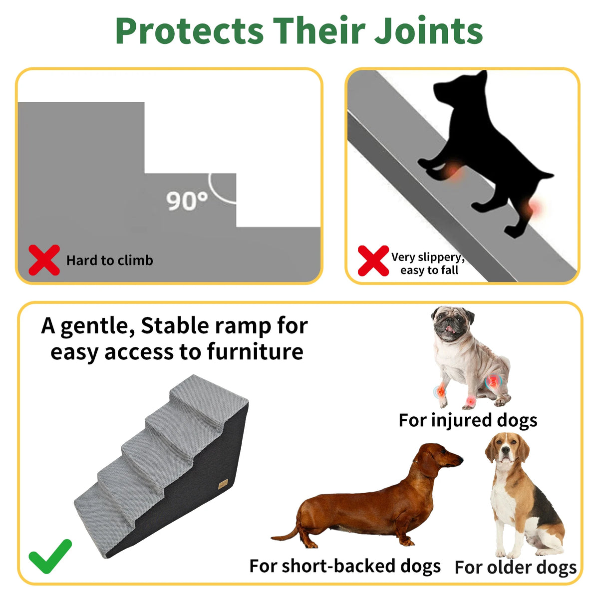 Premium High Density Foam Dog Step Ramp With Washable Cover