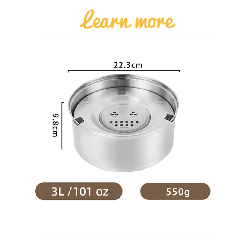Stainless Steel Anti Splash Floating Dog Water Feeder Bowl