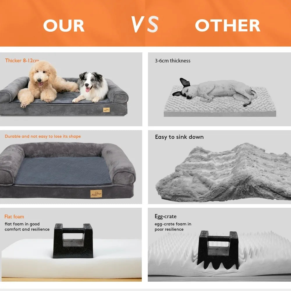 BORWART Orthopedic Memory Foam Calming Dog Sofa Bed Removable Cover