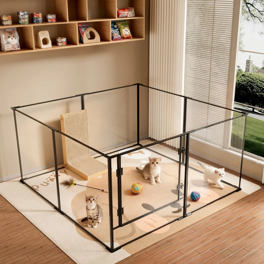 BORWART Acrylic Pet Playpen Enclosure For Dogs Cats And Rabbits