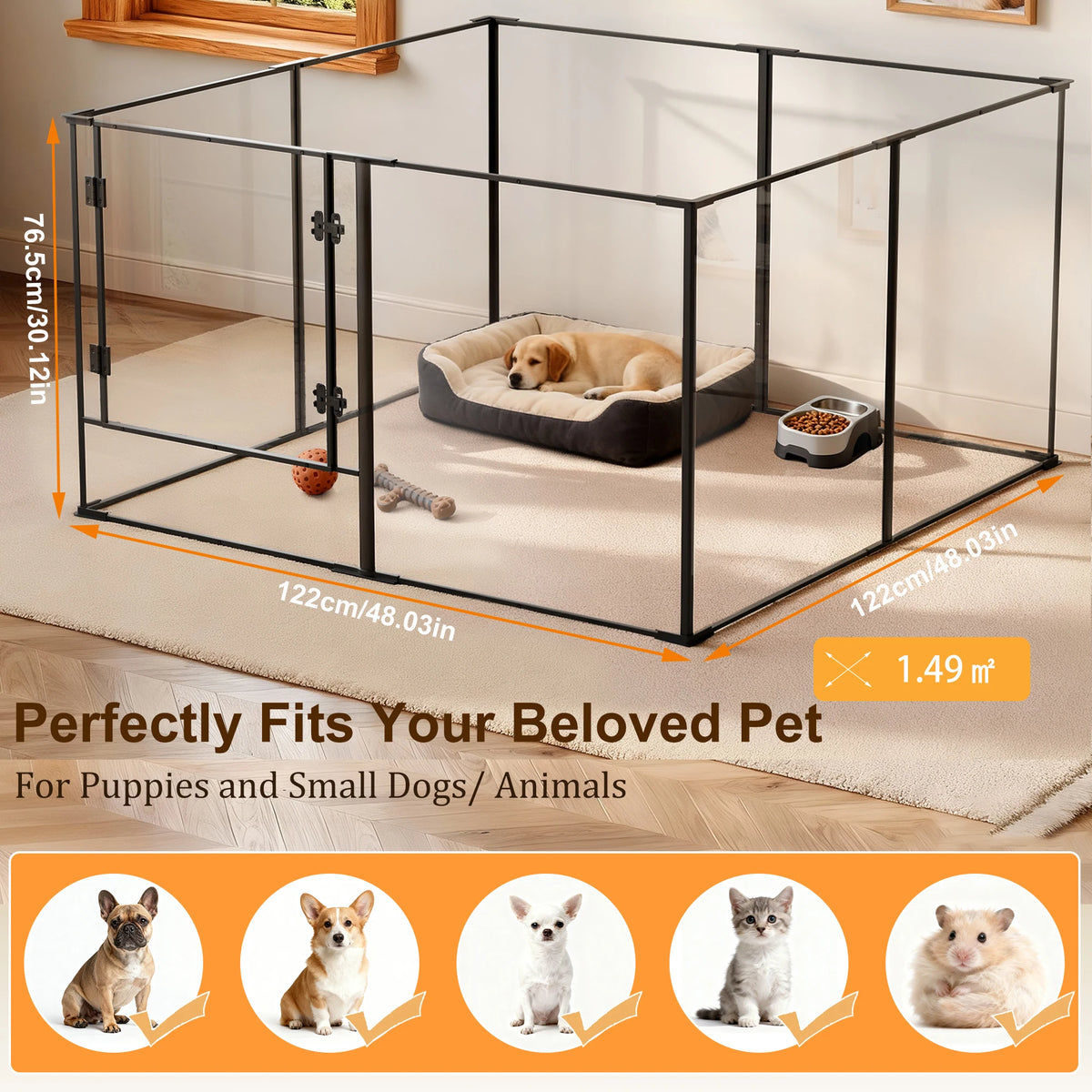 BORWART Acrylic Pet Playpen Enclosure For Dogs Cats And Rabbits