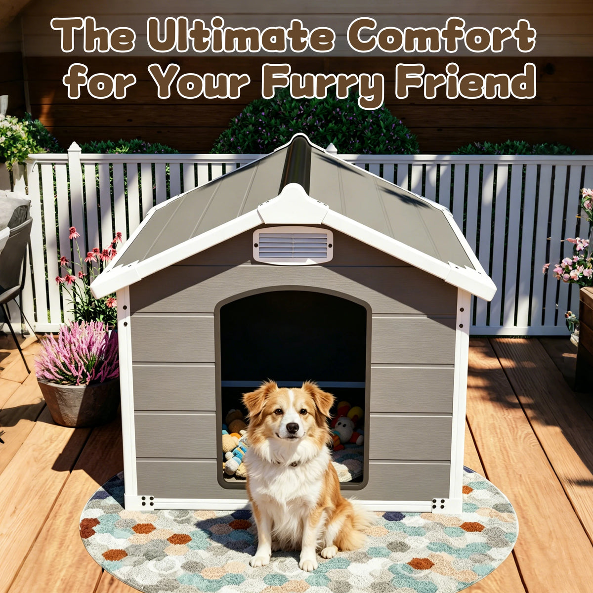 Heavy Duty Waterproof Dog House With Ventilated Easy Clean Design