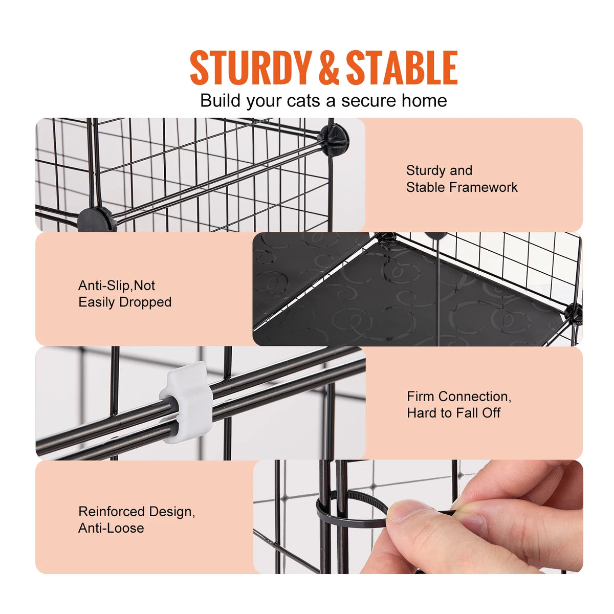 SucceBuy Stainless Steel Multi Tier Cat Cage With Ramp