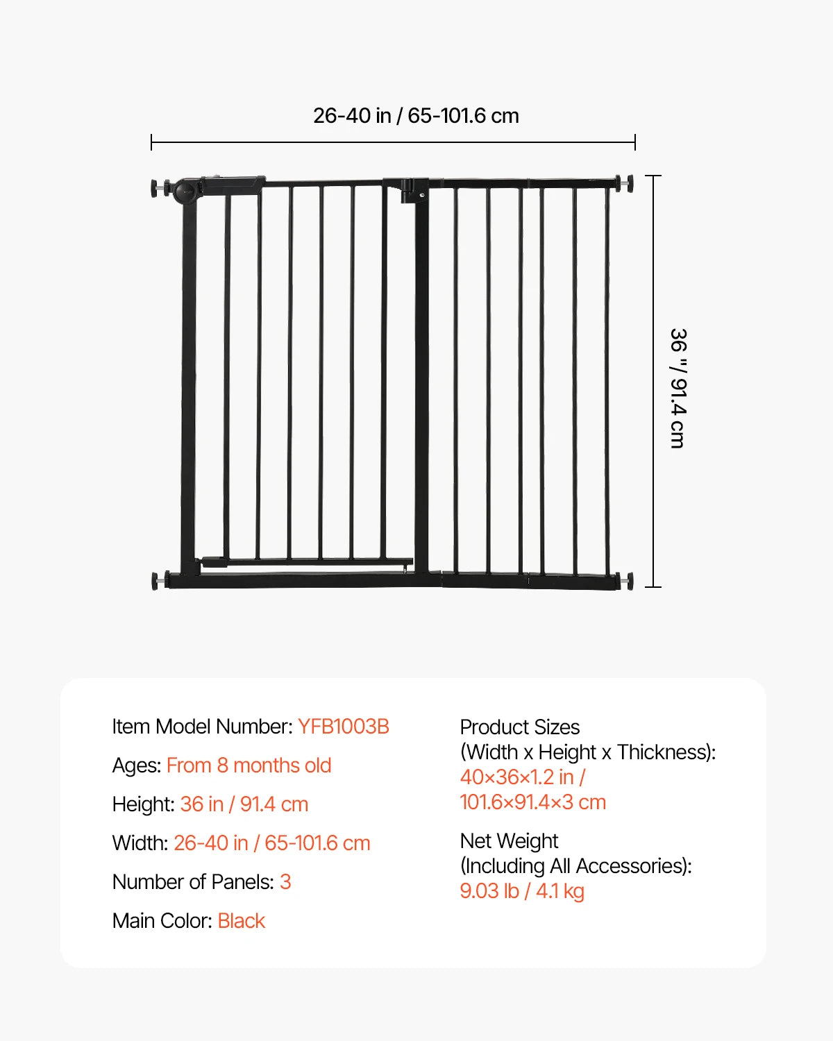 SucceBuy Pressure Mounted Walk Through Baby Pet Security Gate