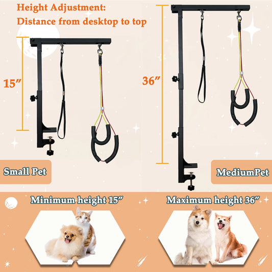Adjustable Height Metal Dog Grooming Arm With Secure Loop Attachments