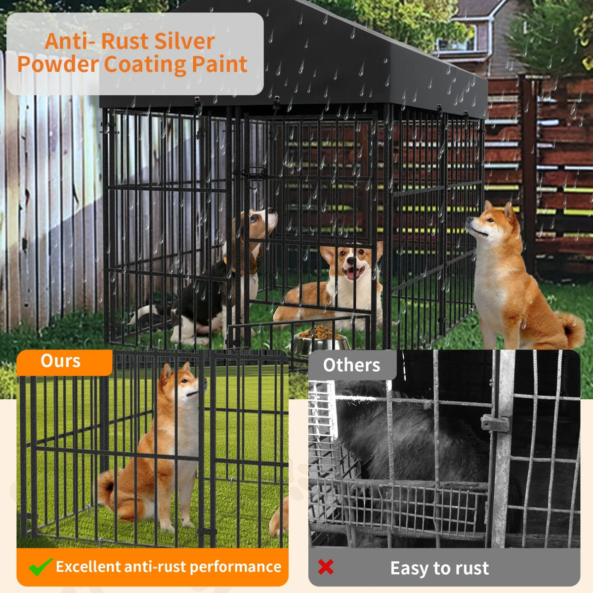 Outdoor Heavy Duty Metal Dog Kennel And Secure Animal Enclosure
