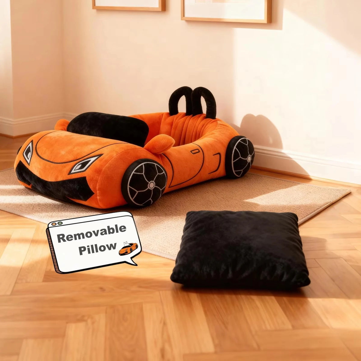 CWV Supercar Coral Fleece Pet Bed With Soft Pillow