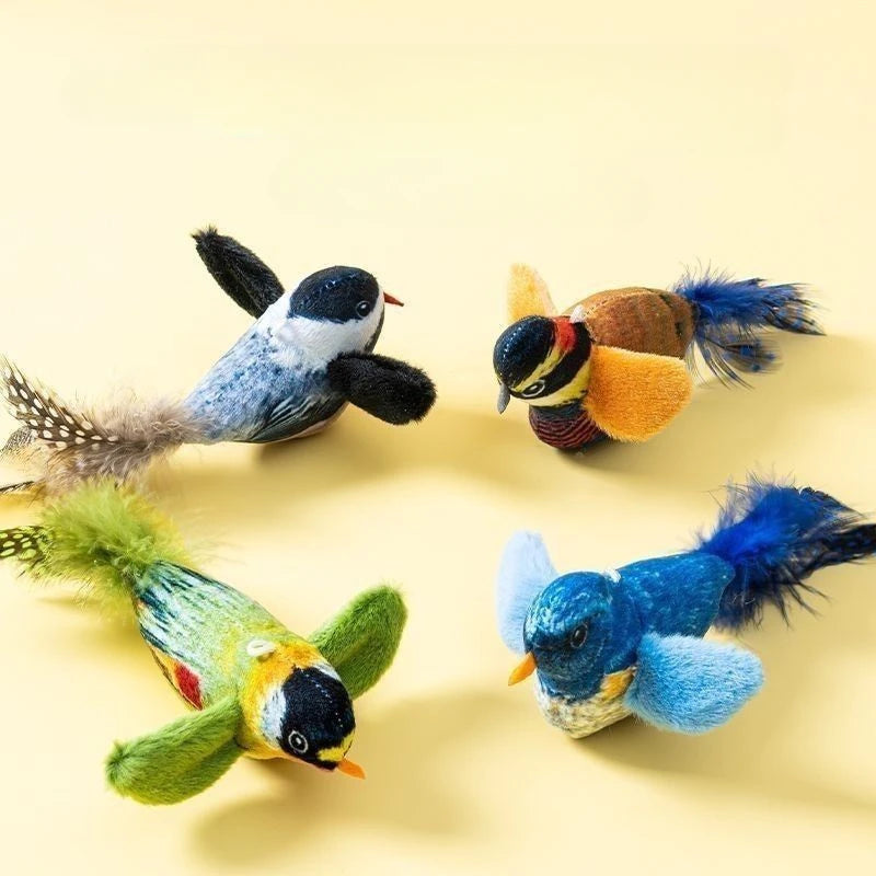 Interactive Wall Mounted Sound Activated Plush Catnip Bird Toy