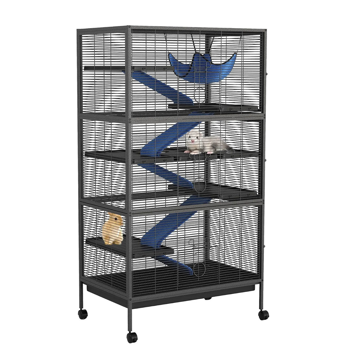 Multi Level Small Animal Cage With Ramps Hammock And Wheels