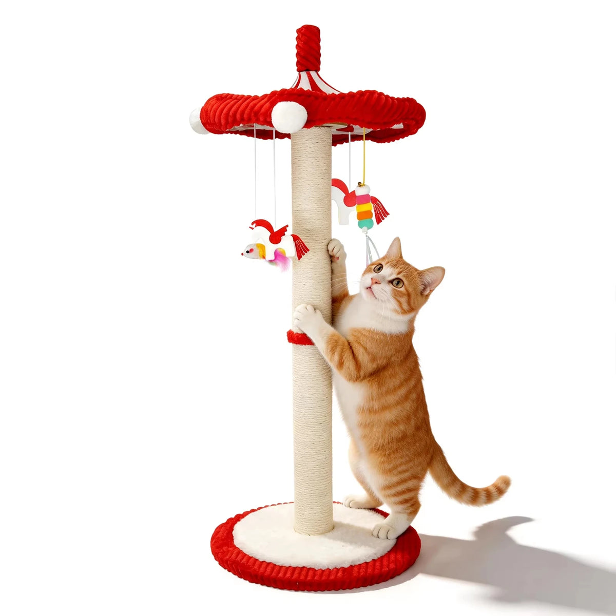 CWV Cat Tree Scratching Post With Rotating Feather Toy