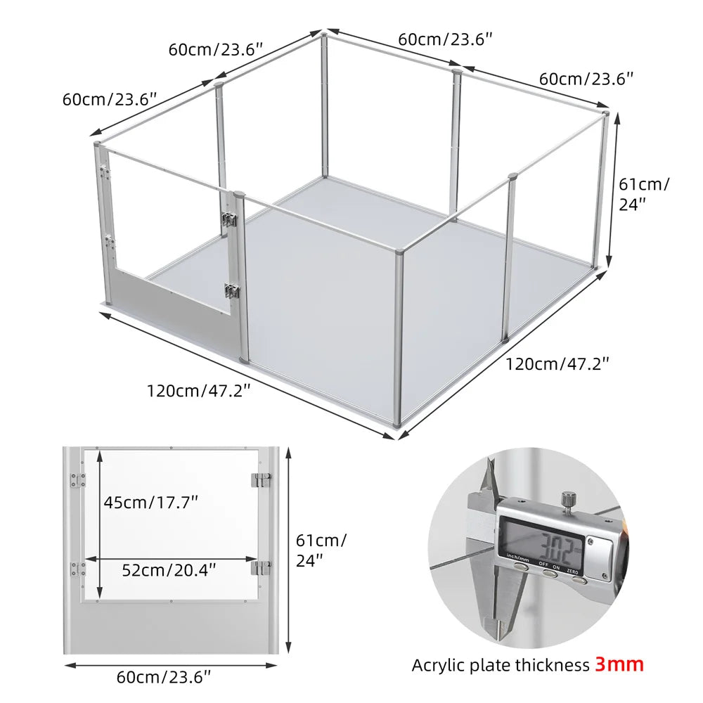 BORWART Acrylic Dog Playpen Indoor Pet Enclosure With Clear Panels