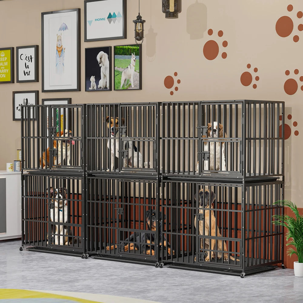 Borwart Heavy Duty Stackable Double Layer Dog Crate Kennel