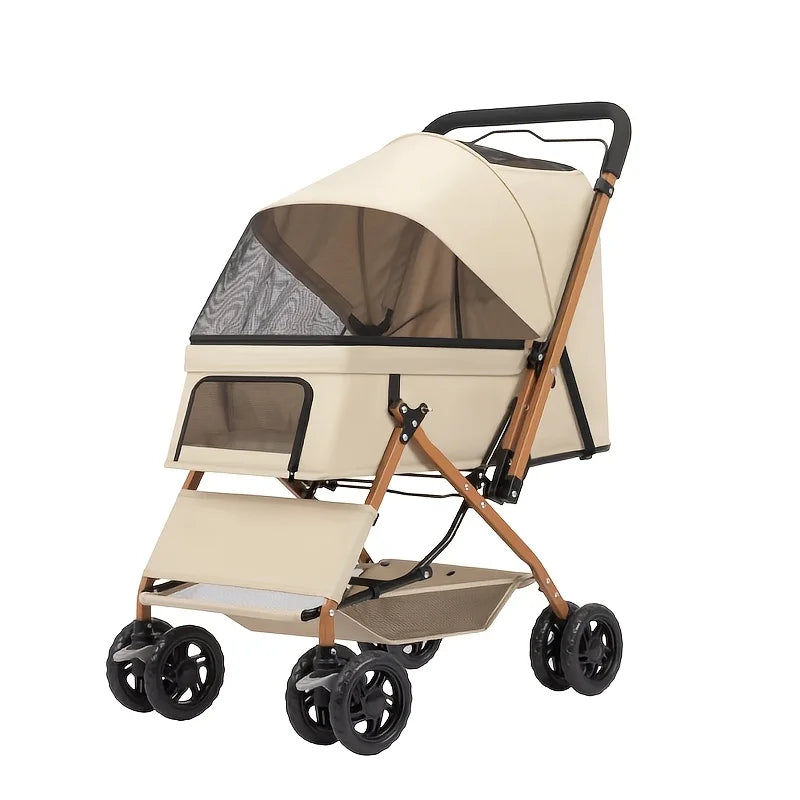Portable Four Wheel Pet Stroller For Comfortable And Safe Travel