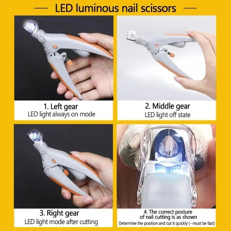 LED Light Pet Nail Clippers for Cat and Dog Grooming