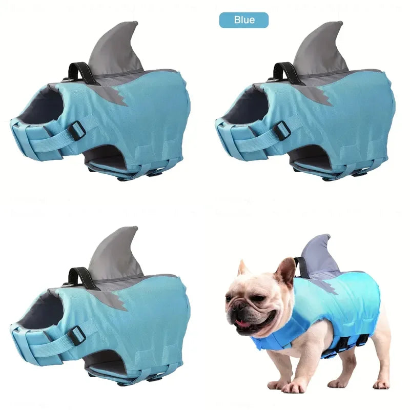 Reflective Shark‑Shape Dog Life Jacket Adjustable Pet Safety Vest With Convenient Handle Waterproof Floating Vest For Swimming Boating Water Rescue For Small Medium Large Dogs