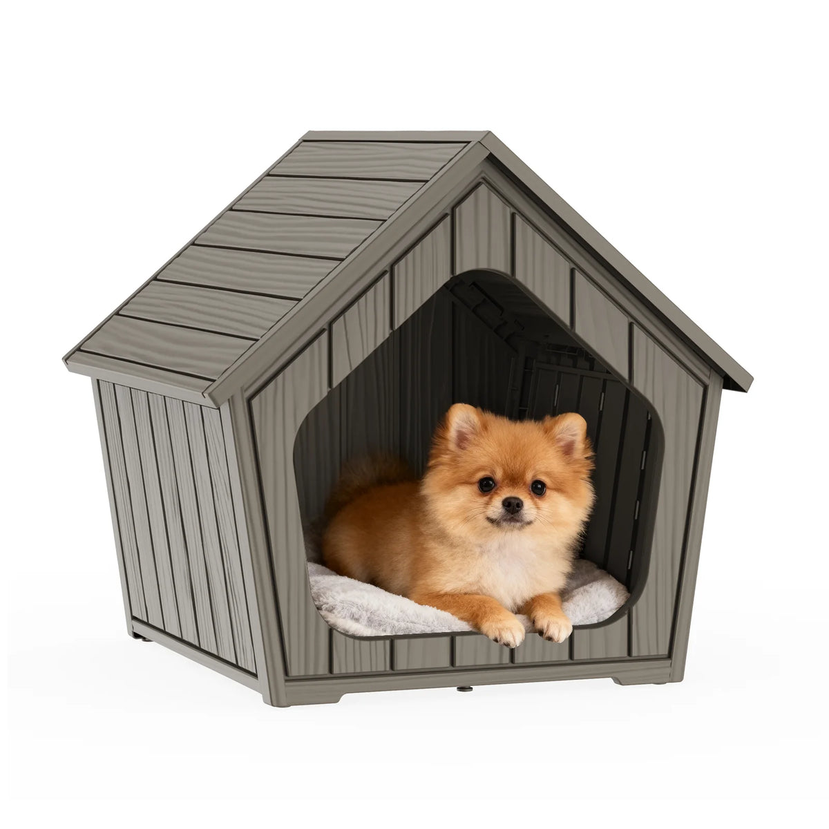Waterproof Outdoor Plastic Dog House With Ventilated Gable Roof