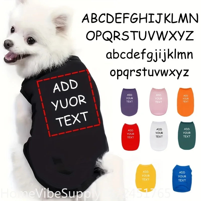 Custom Personalized Text Pet Tank Top Sleeveless Vest Lightweight Dog Cat T-Shirt Clothes For Small Medium Pets Supply