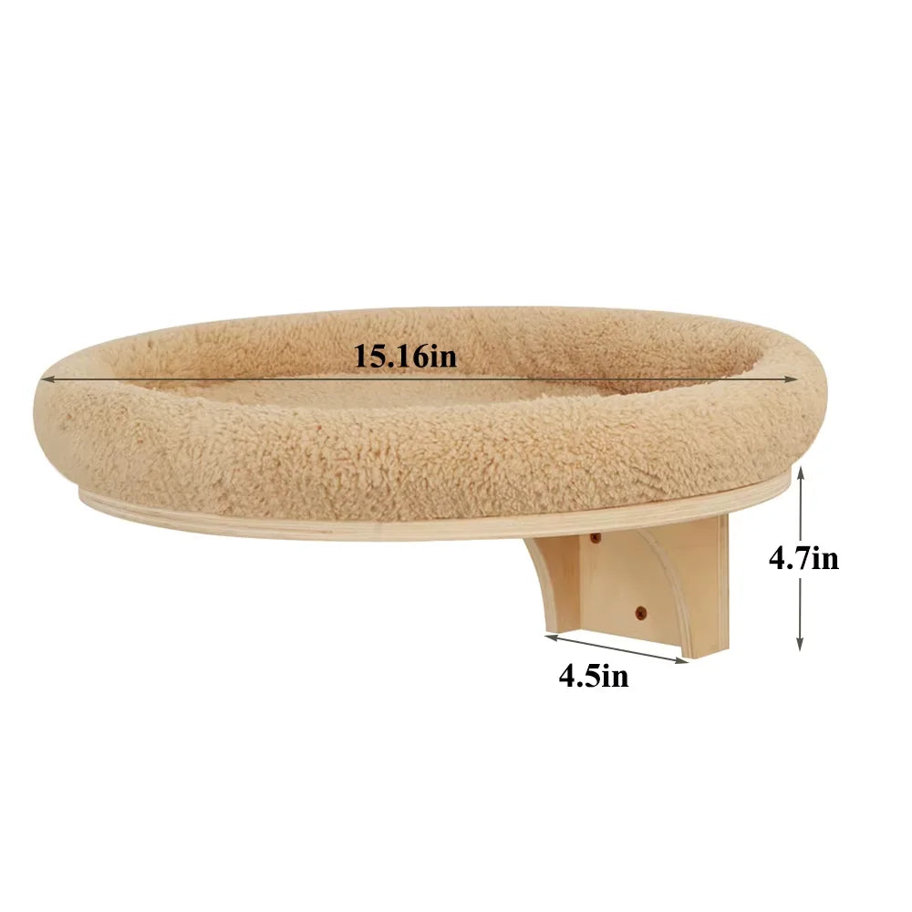 Cat Wall Mounted Wooden Hammock Ladder Scratching Post Perch