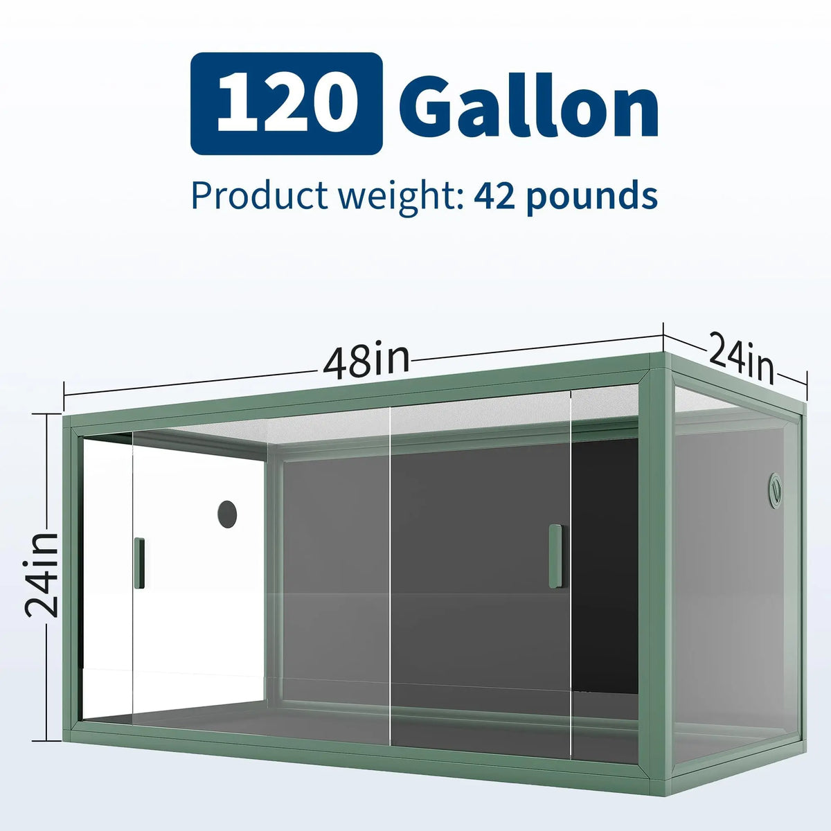 Reptile Terrarium Enclosure With Sliding Glass Doors And Ventilation